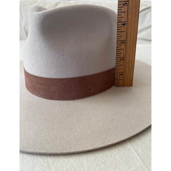 Gigi Pip Fedora Hat Womens Size 57 M Beige - Brown Band 100% Australian Wool NWT - Picture 9 of 16